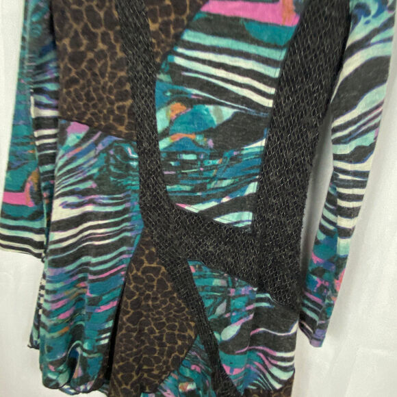 Vintage Concept Sweater Dress Sz M Art to Wear Lagenlook Y2K Animal Print - Picture 2 of 9